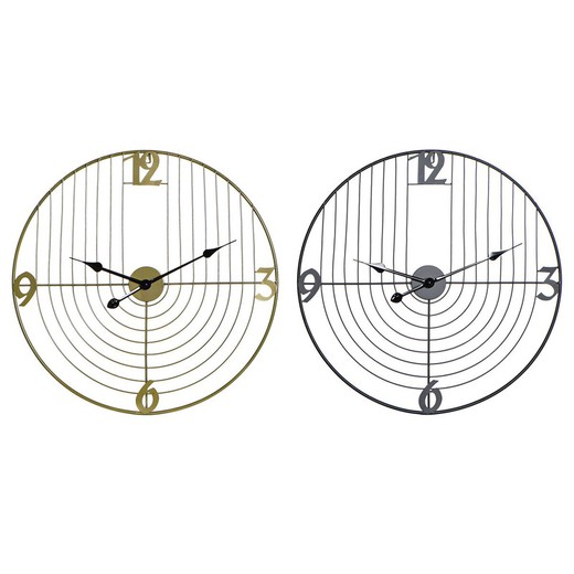 Reloj de Pared DKD Home Decor Negro Dorado Metal 60 x 3 x 60 cm Moderno (2 Unidades)