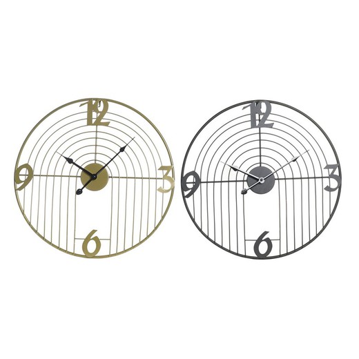 Reloj de Pared DKD Home Decor Negro Dorado Metal Moderno 45 x 3 x 45 cm (2 Unidades)