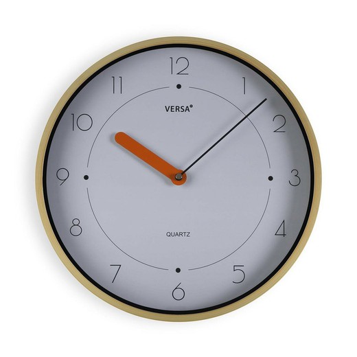 Reloj de Pared Versa Blanco Marrón Plástico Cuarzo 4 x 30 x 30 cm