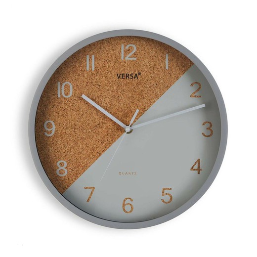 Reloj de Pared Versa Cork Gris Plástico 4,5 x 30 x 30 cm