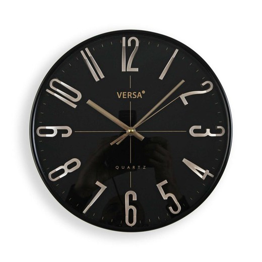 Reloj de Pared Versa Negro Dorado Plástico Cuarzo 4,3 x 30 x 30 cm