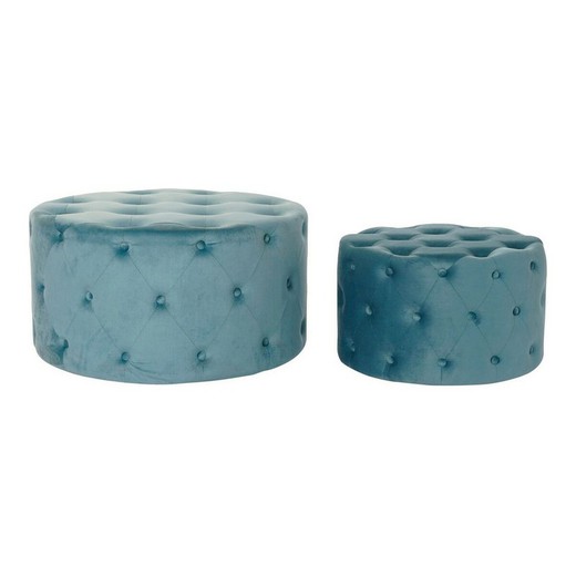 Reposapiés DKD Home Decor Azul Moderno Velvet Madera MDF (2 pcs)