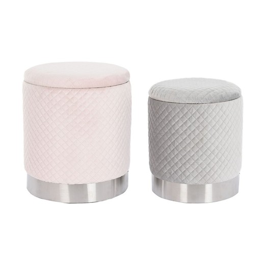 Reposapiés DKD Home Decor Gris Rosa Madera MDF 40 x 40 x 45 cm