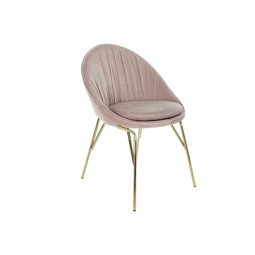 Silla de Comedor DKD Home Decor Rosa Dorado 60 x 60 x 85 cm Metal, plástico y poliéster