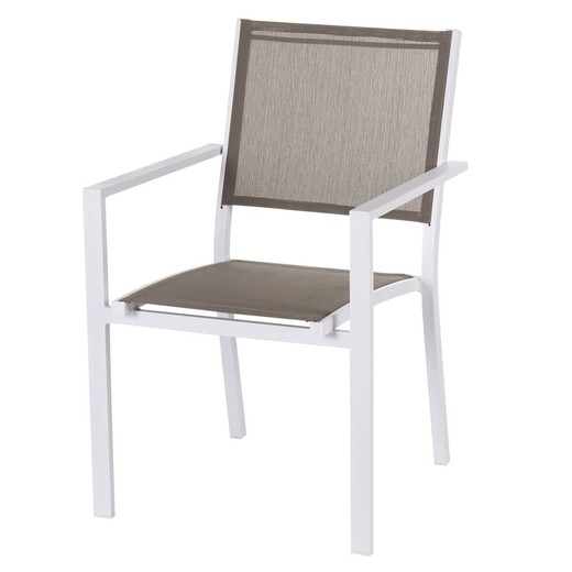 Silla de Jardín Bigbuy home Thais 55,2 x 60,4 x 86 cm Taupé Aluminio Blanco