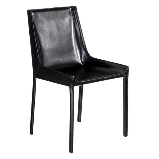 Silla Negro Piel Salón 48 X 52 X 86 Cm Denzzo