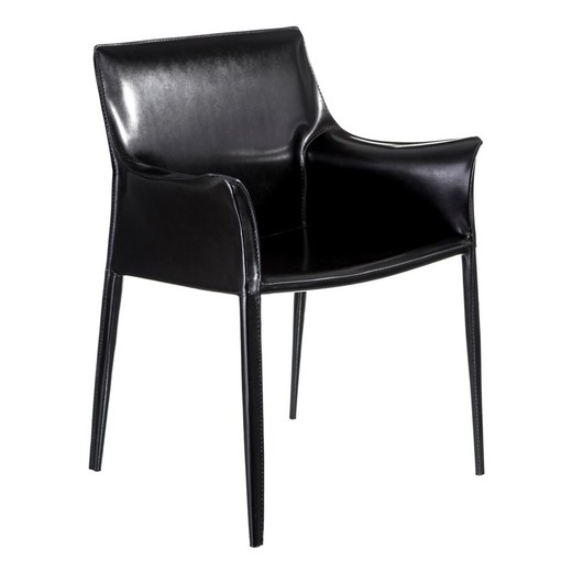 Silla Negro Piel Salón 65 X 51 X 84 Cm Denzzo