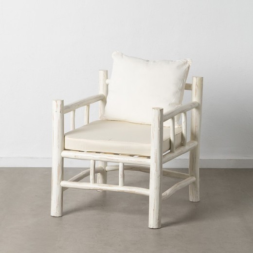 Sillón Blanco Decapé Madera De Teca 70 X 70 X 80 Cm Ixia