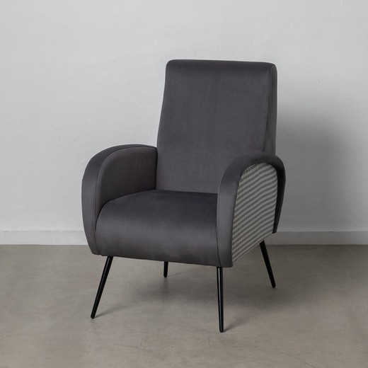 Sillón Negro-Taupe Tejido-Madera Salón 91 X 90 X 95 Cm Denzzo — Decosola