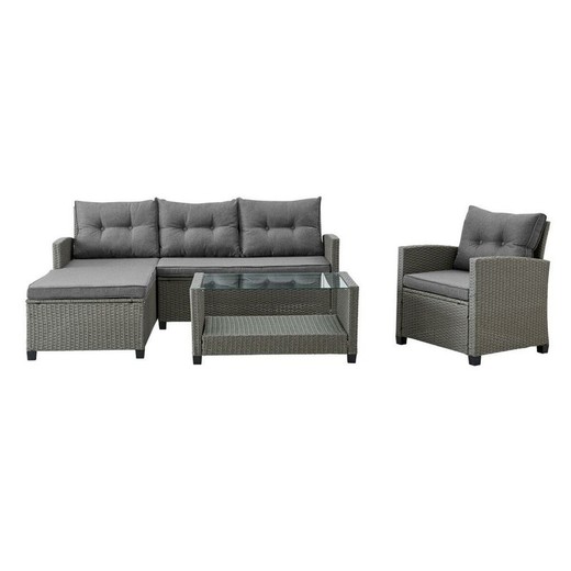 Sofá de Jardín DKD Home Decor Gris 120 x 65 x 77 cm 163 x 45 x 84 cm ratán sintético Cristal Templado