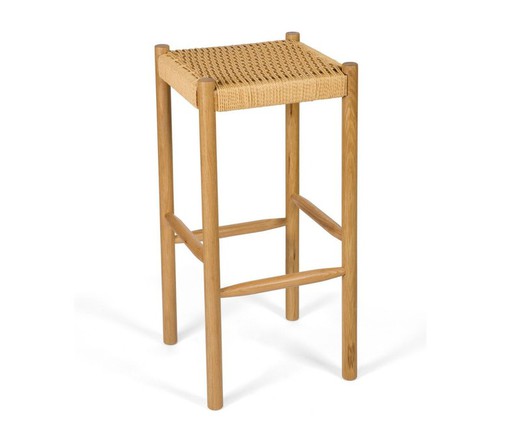 25644/00 Taburete alto de diseño nórdico madera natural y asiento
