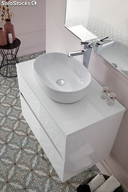 Conjunto mueble de baño con lavabo sobre encimera Etna Sanchís