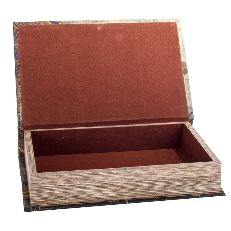 Decoracion S/2 caja libro Medidas: 26 cm x 5 cm x 17 cm Material: MDF  Forrado de Tela-Pintada Peso neto: 650 grs. — Decosola
