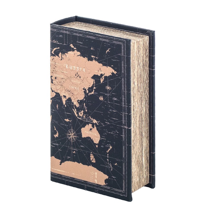 Caja libro Mapa mundi Azul 21cm