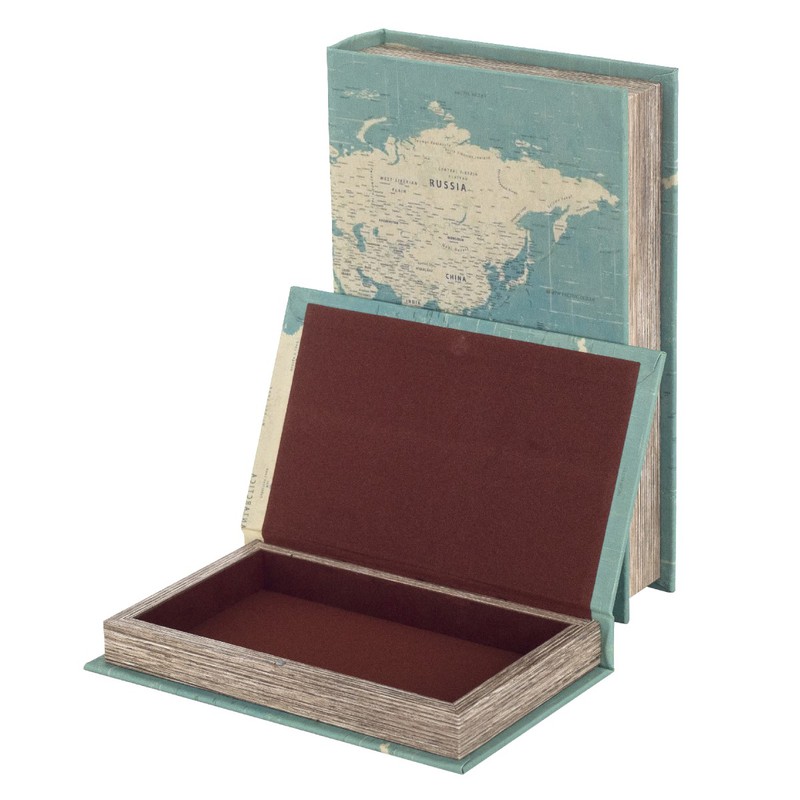 Decoracion S/2 caja libro Medidas: 26 cm x 5 cm x 17 cm Material: MDF  Forrado de Tela-Pintada Peso neto: 650 grs. — Decosola