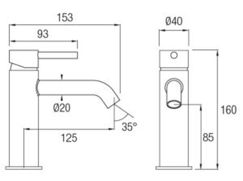 Grifo lavabo negro mate - cromo MISURI de Aquassent