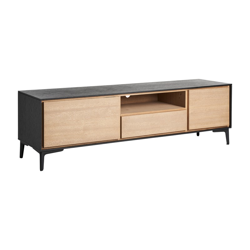 Mueble Tv Negro-Natural Madera