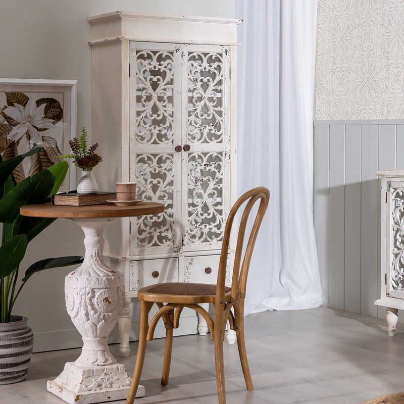 Mueble Recibidor Blanco-Natural 90 X 35 X 80 Cm Ixia — Decosola